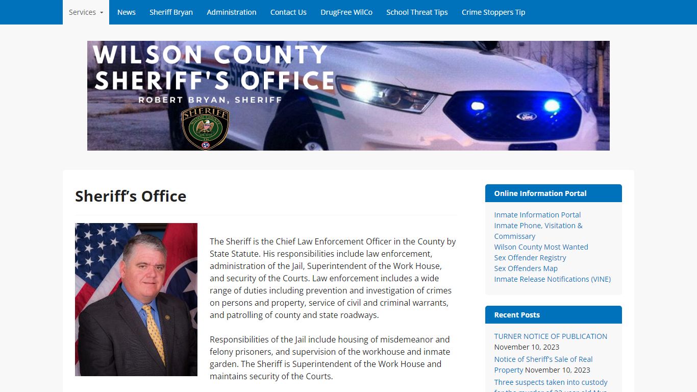 Wilson County Sheriff's Office – Robert Bryan, Sheriff